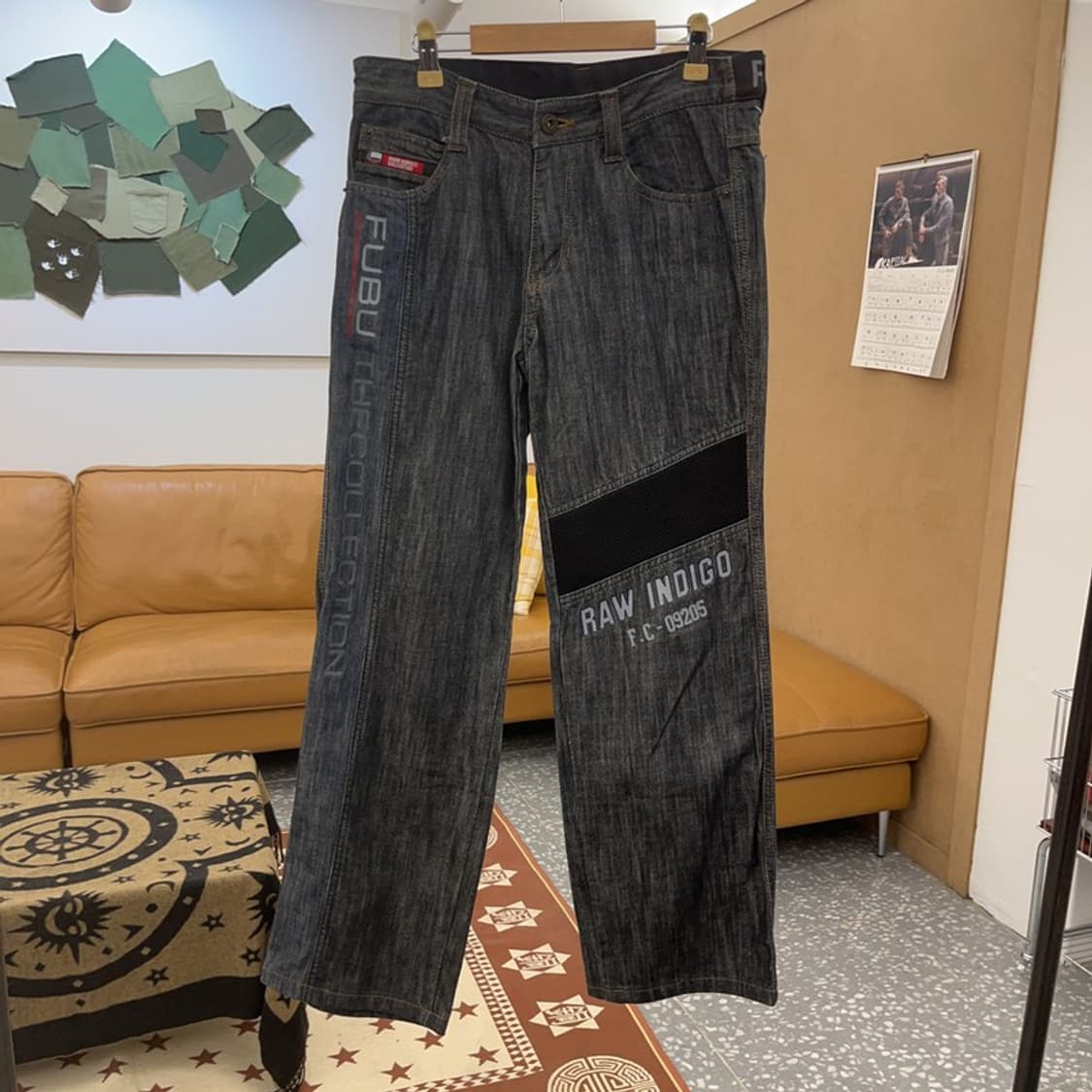 푸부 올드스쿨 레트로 스트릿 힙합 레터링 데님팬츠 30인치 C08748 상품이미지3