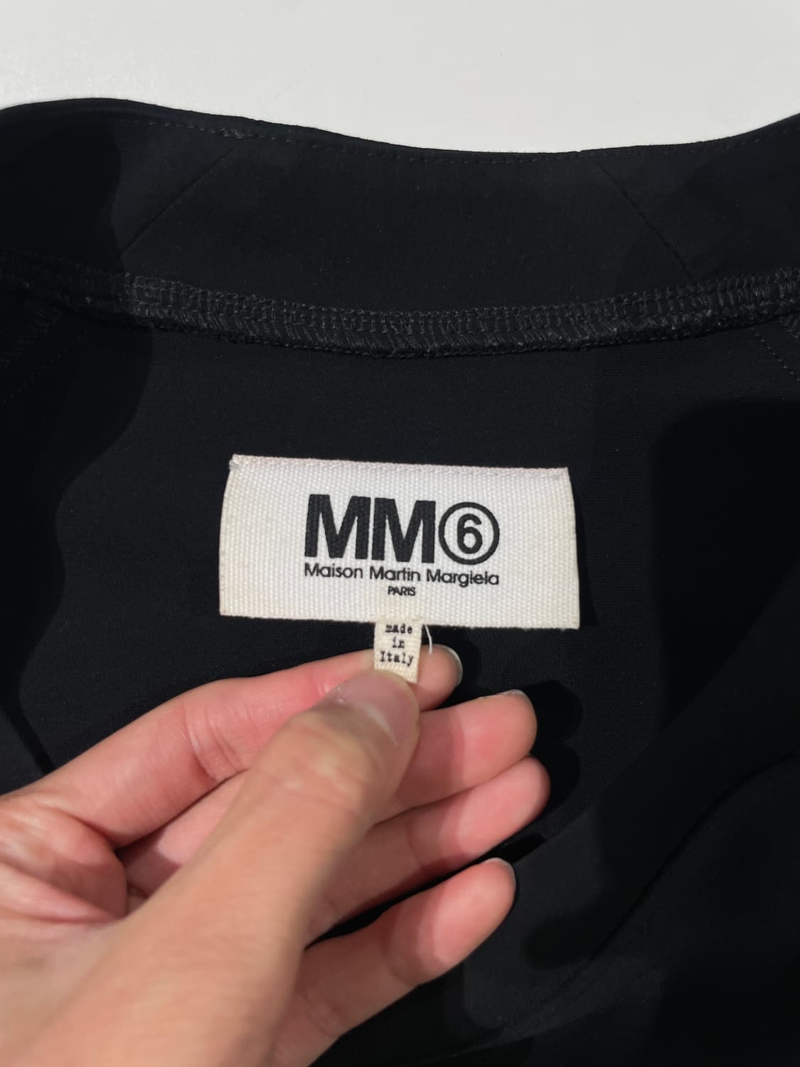 mm6 메종 마르지엘라 블랙 백스티치 3/4 슬리브 폴리에스터 미니원피스 상품이미지7