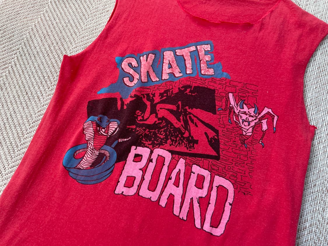 90s 빈티지 싱글 스케이트 보드 데몬 컷오프 슬리브리스 J03762 상품이미지3