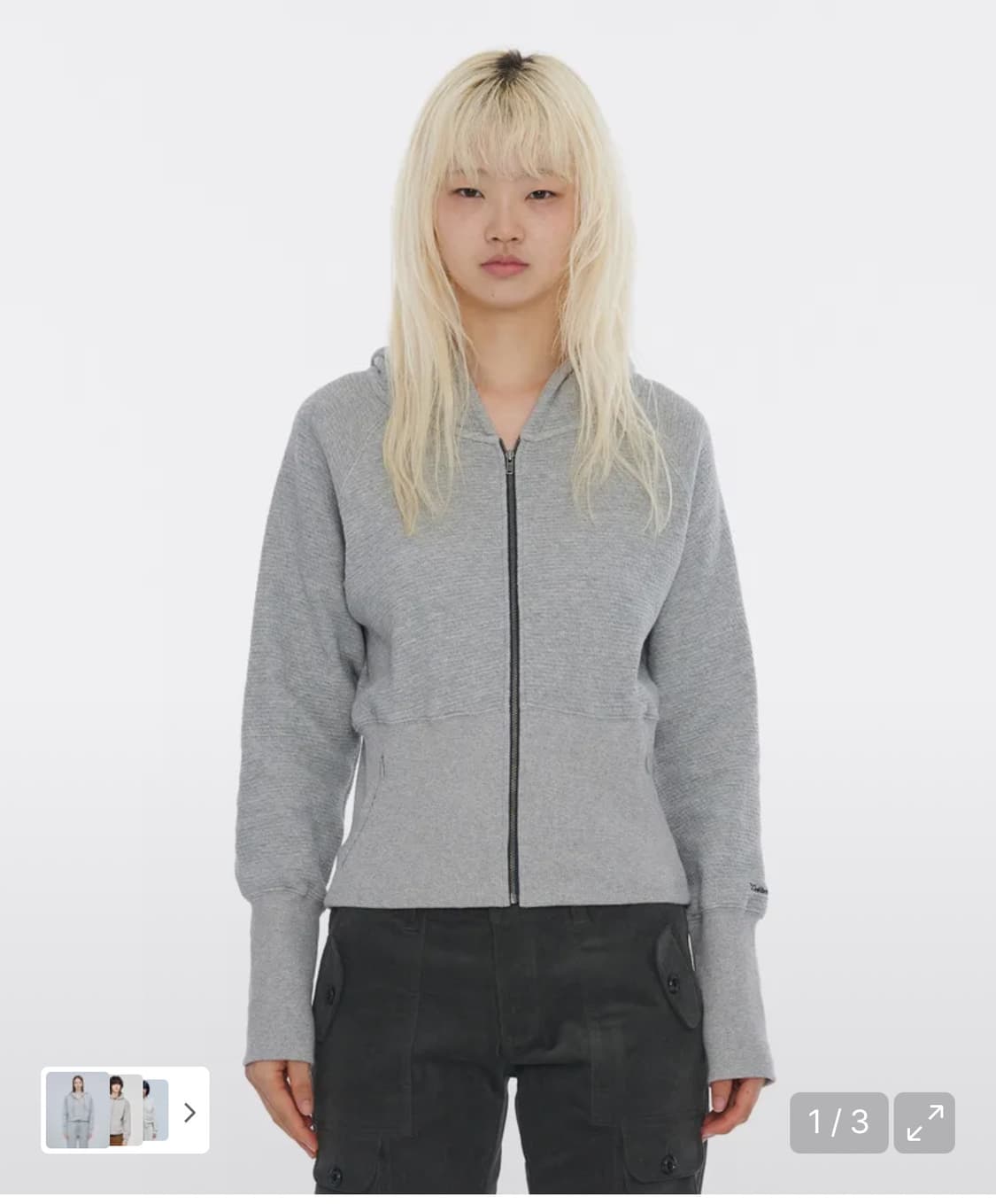 웰빙익스프레스 crop hoodie melange grey 상품이미지1