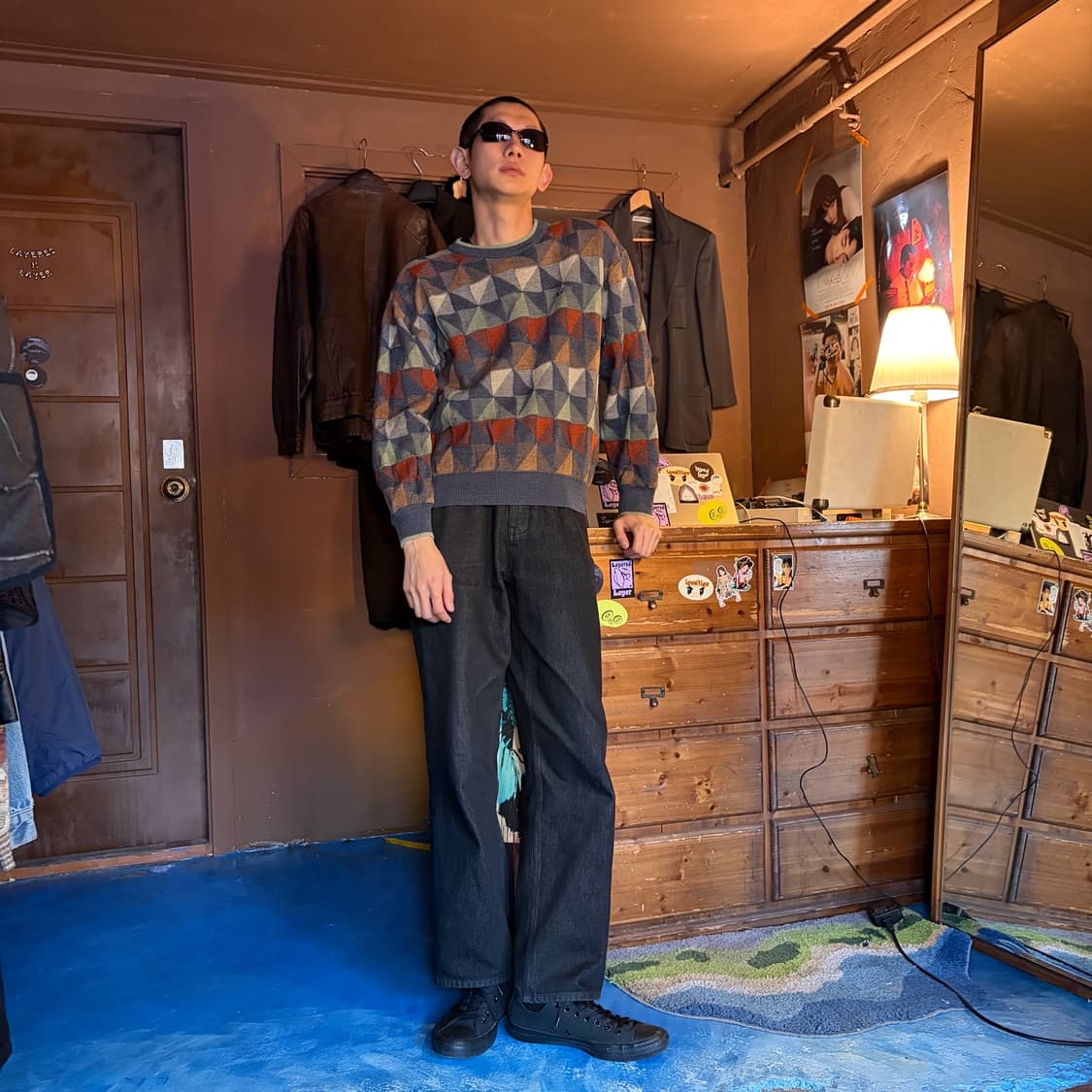 JAPANESE VINTAGE MIX WOOL CHECK KNIT 상품이미지2