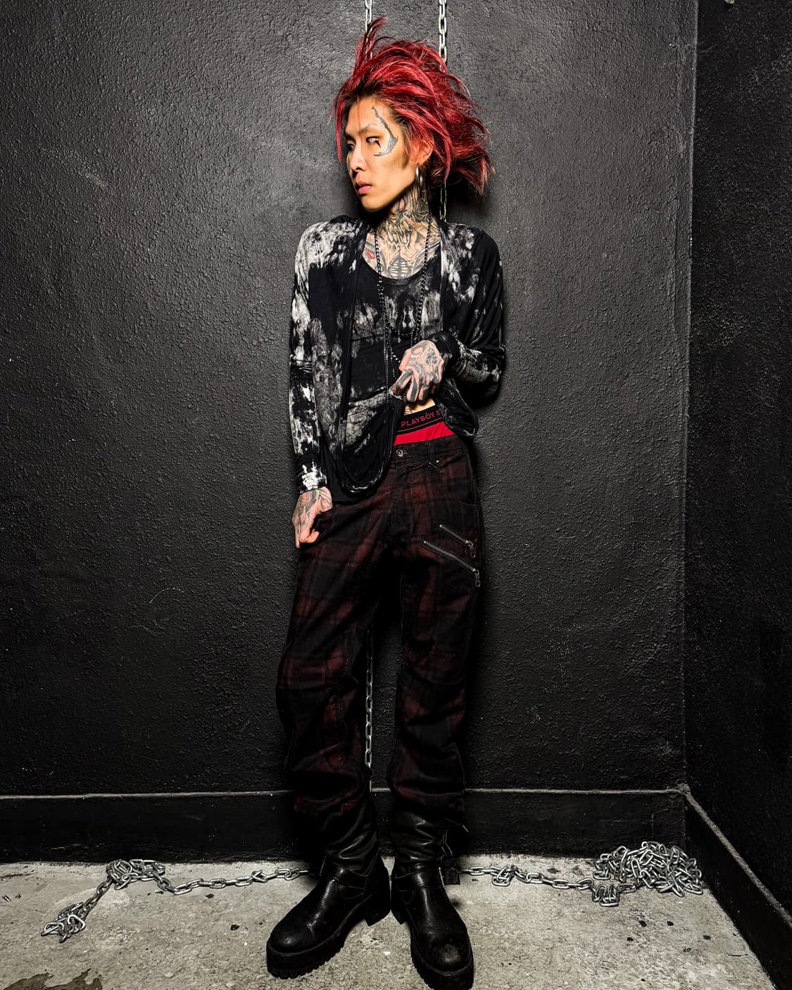 Red Tartan Zip Detail Pants 상품이미지1