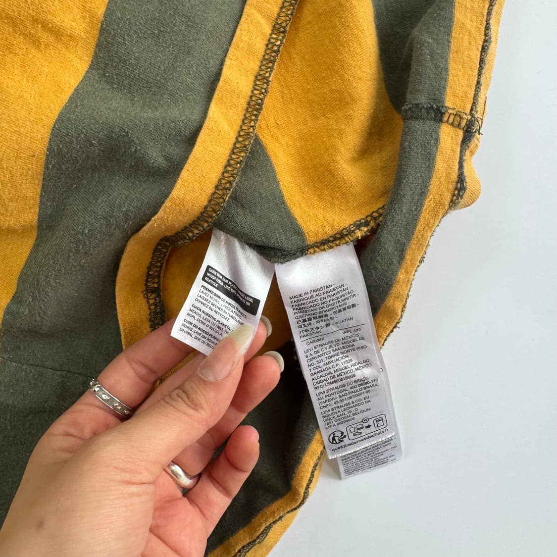 Levis 리바이스 그린 옐로우 단가라 반팔 상품이미지6
