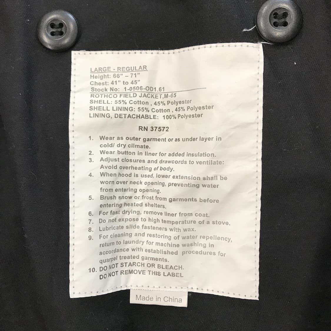 ROTHCO 로스코 M65 밀리터리야상 [라지 레귤러] 상품이미지4