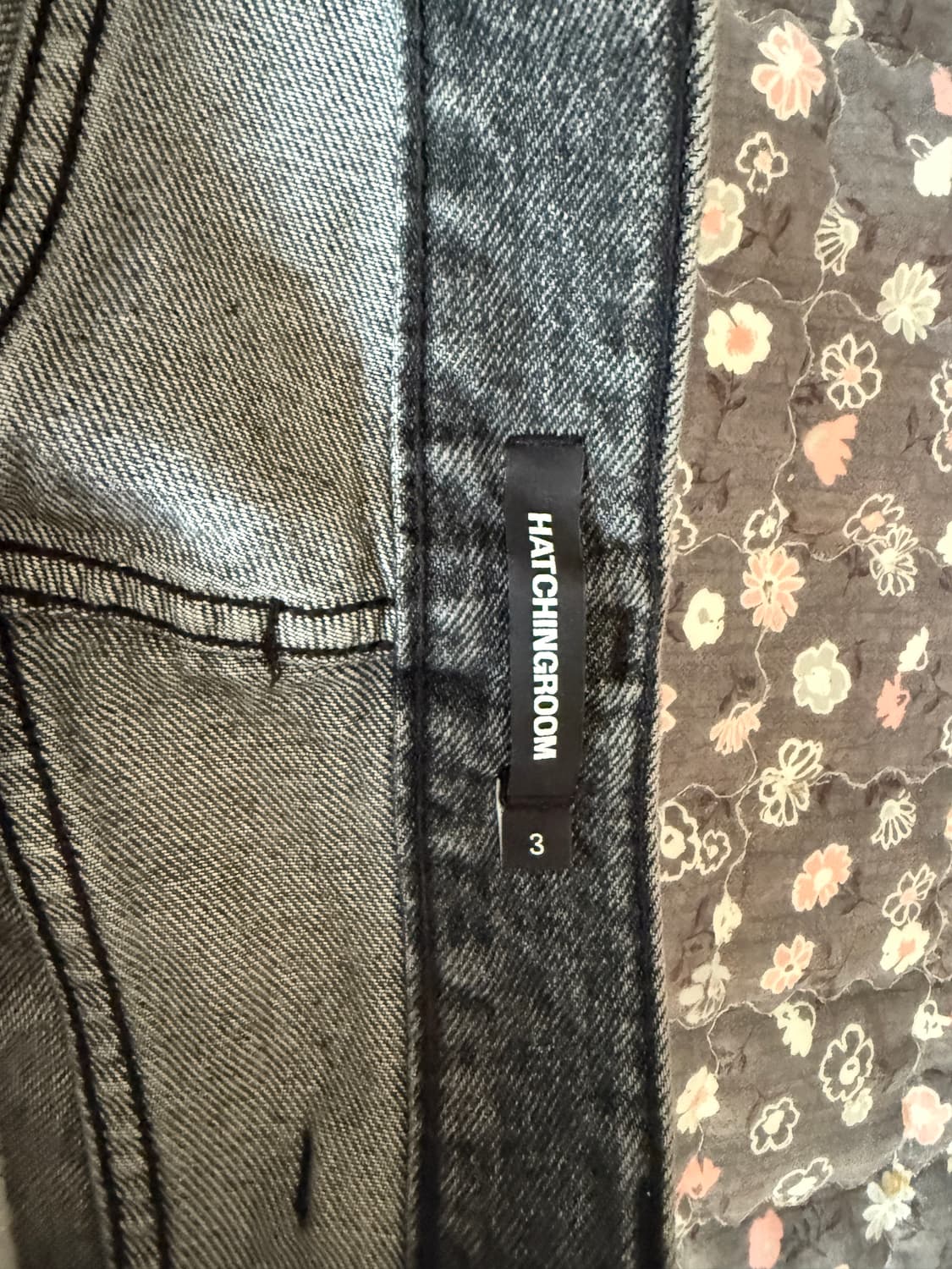 해칭룸 와이드 커브진 워시드 블랙 상품이미지4