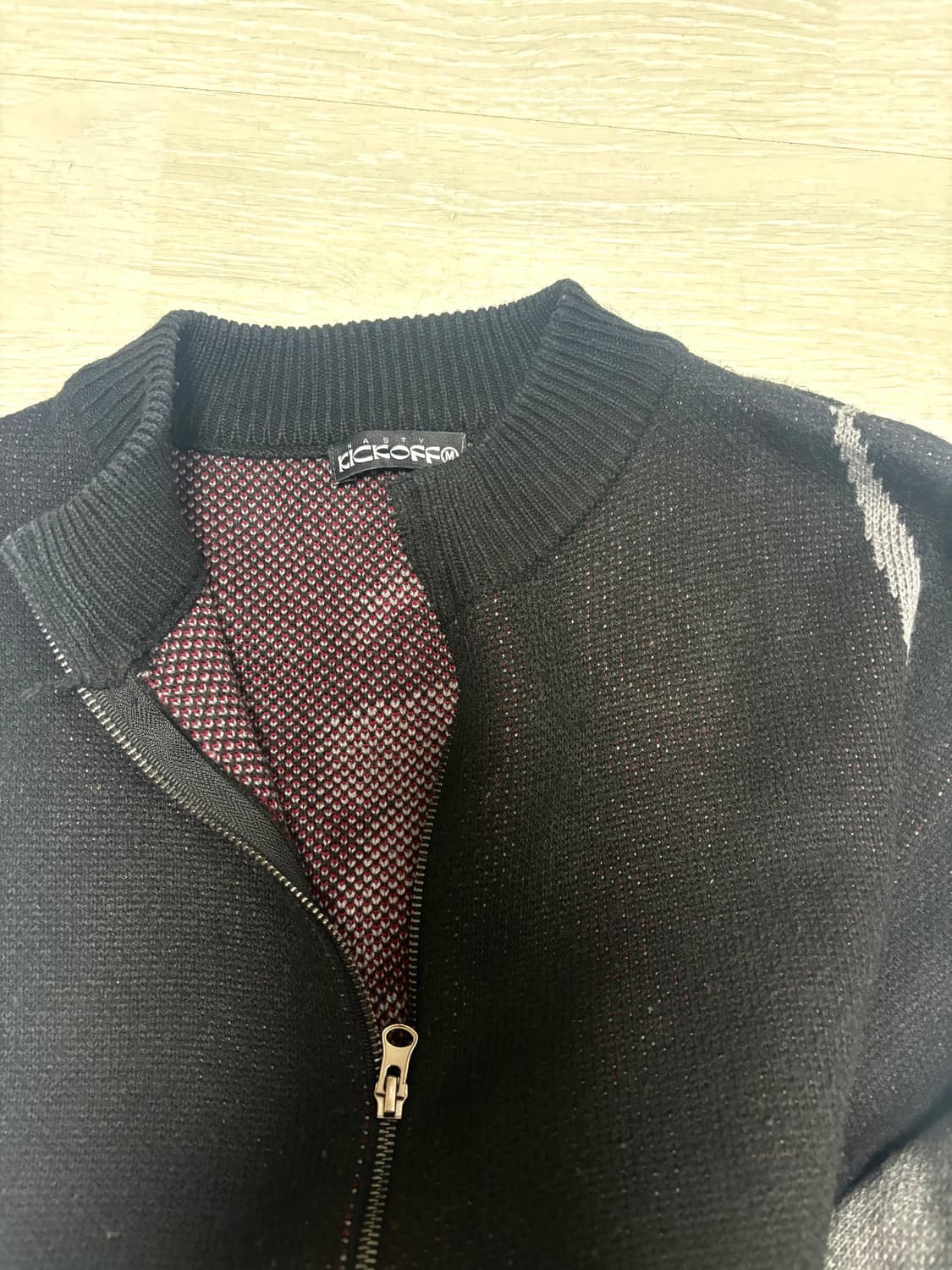 nasty kick 네스티킥 배색 니트 집업 상품이미지4