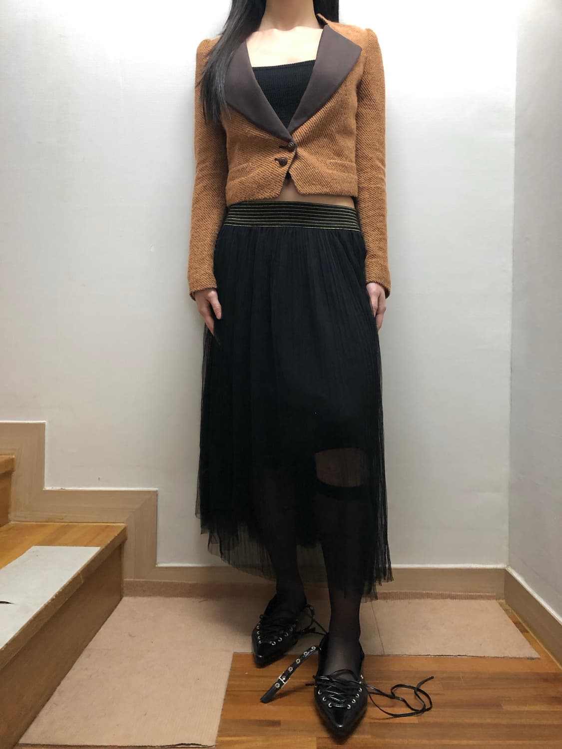 빈티지 오렌지 울 크롭 자켓 상품이미지5