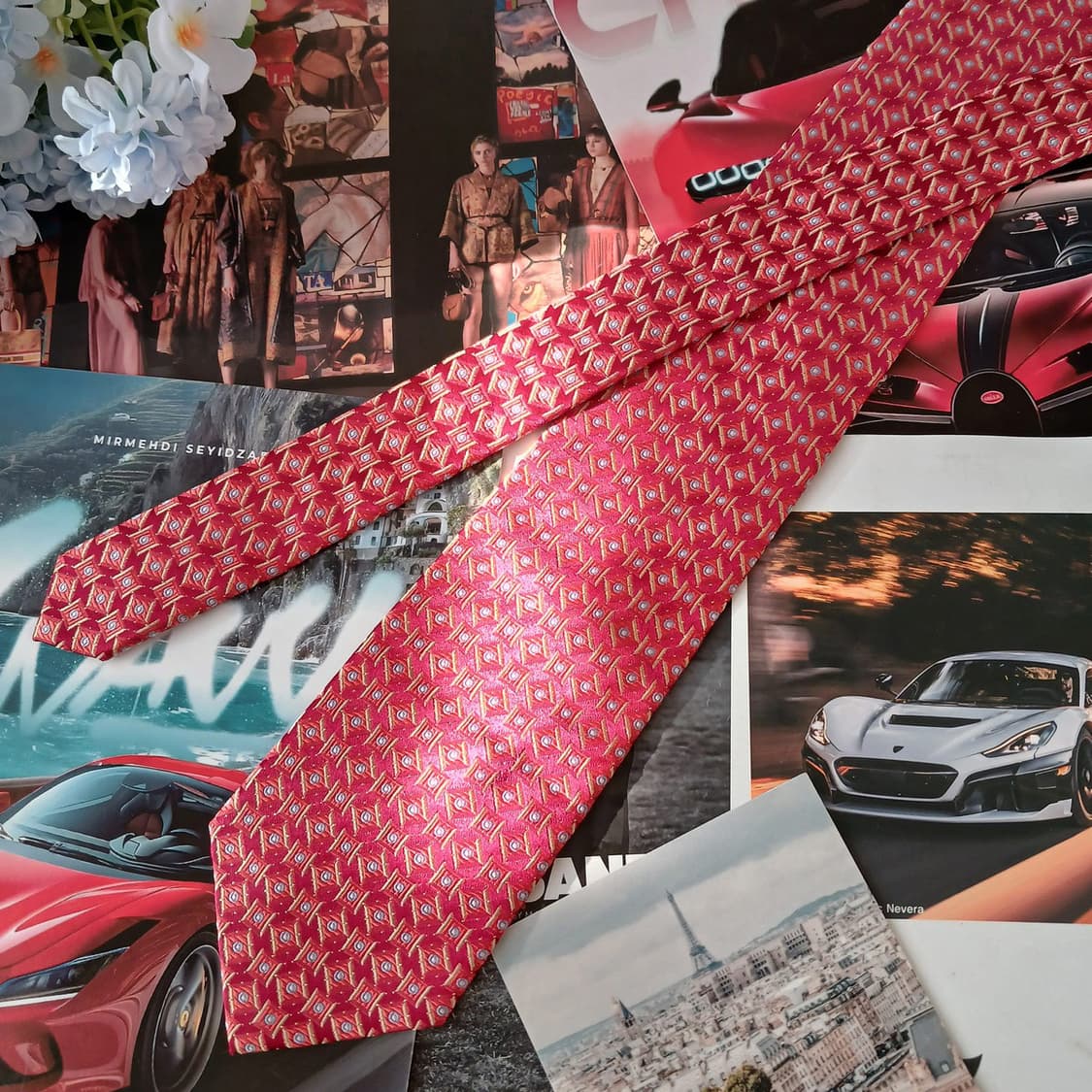 밀라숀 실크 레드 자수 패턴 넥타이 9.2cm A+등급 A19402
 상품이미지5