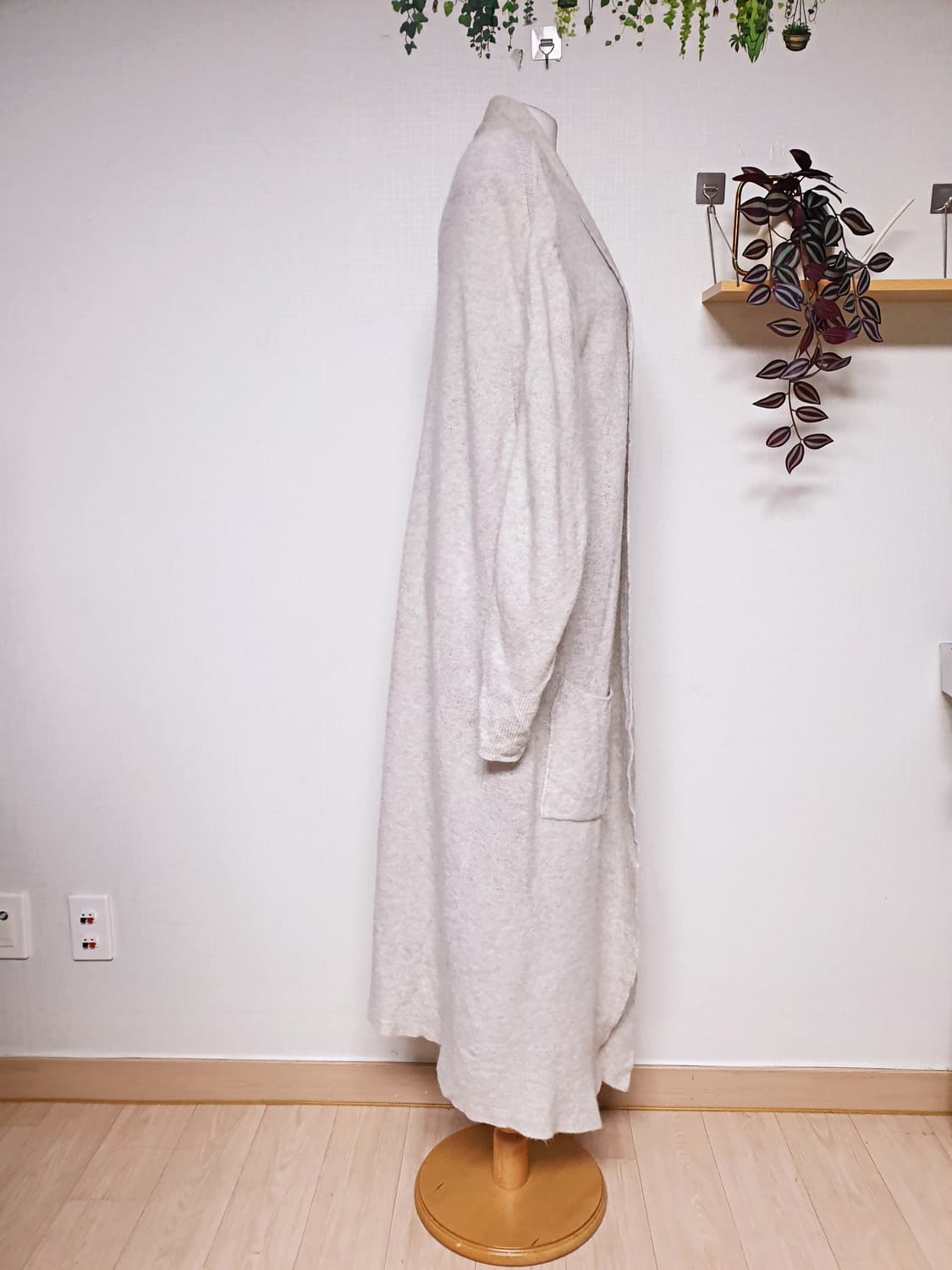 헤지스 알파카 맥시 롱니트가디건 66 멜란지그레이 상품이미지7