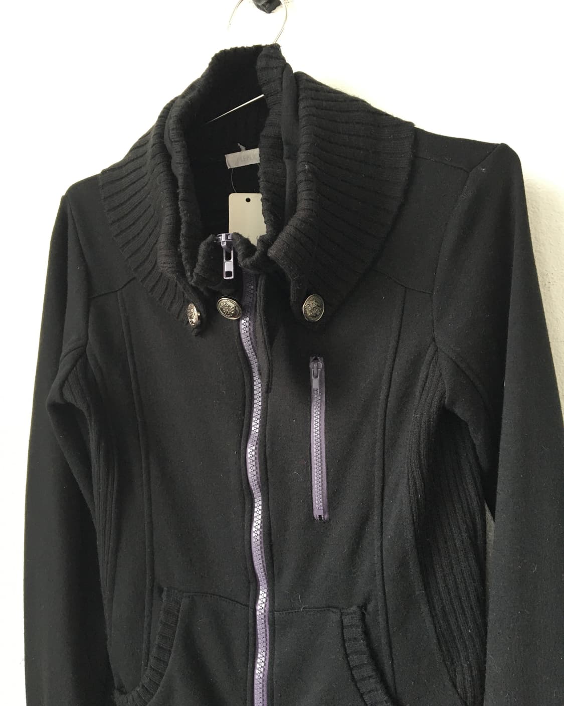 High neck ribbed layered zip up 상품이미지3