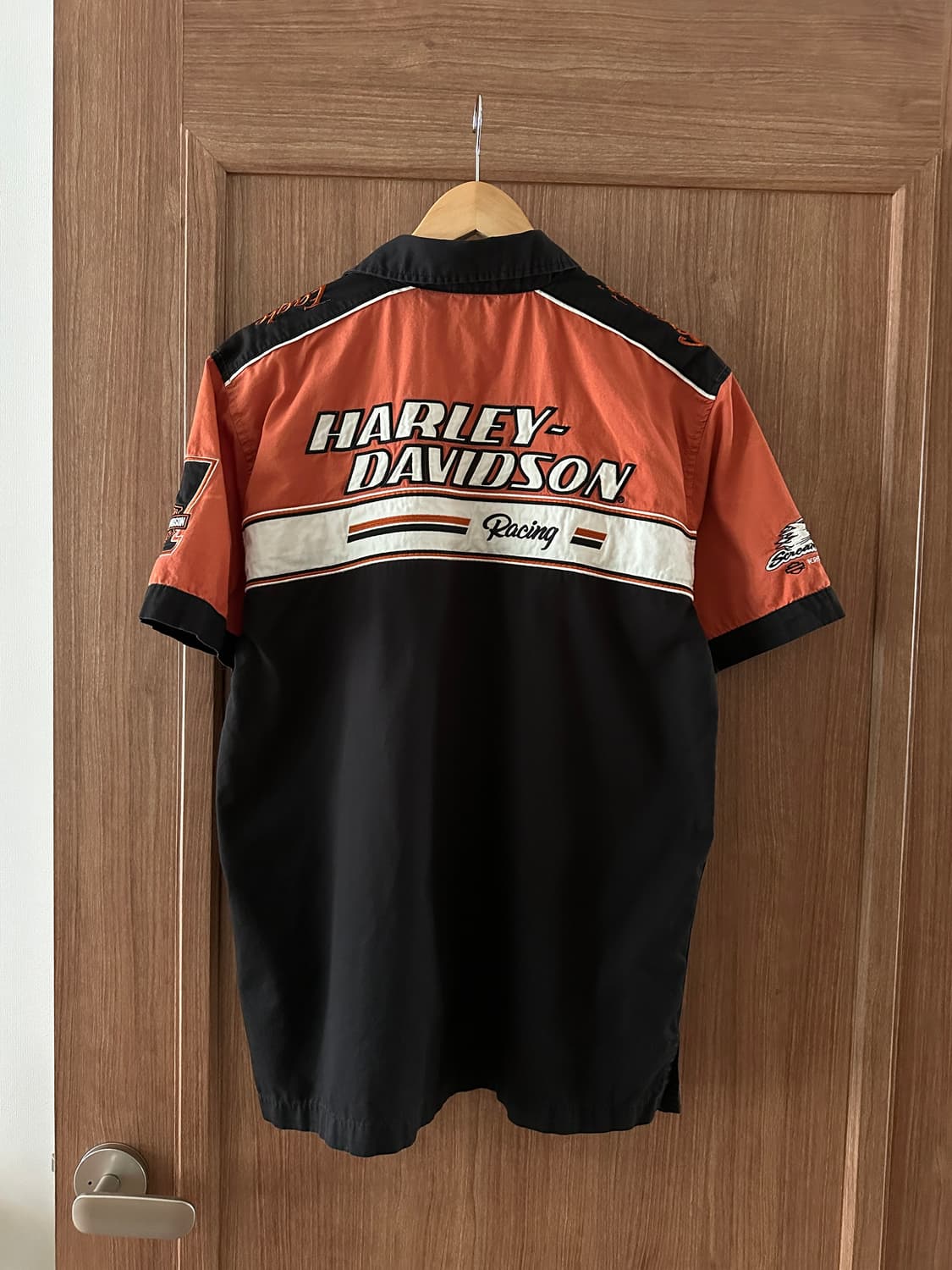 Harley-Davidson 레이싱 자수 반팔 셔츠 S 상품이미지3