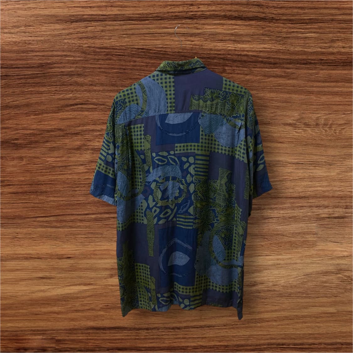 일본 Vintage Green Patchwork Shirt-free 상품이미지5