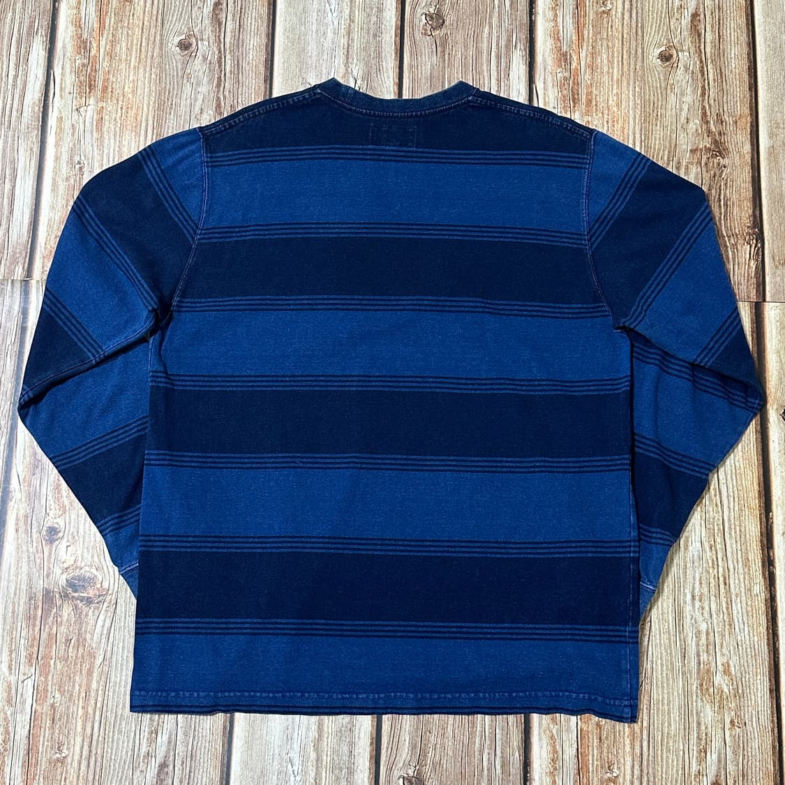 BEAMS+ 빔즈플러스 스트라이프 롱슬리브 티셔츠 인디고 색상 L사이즈 상품이미지2