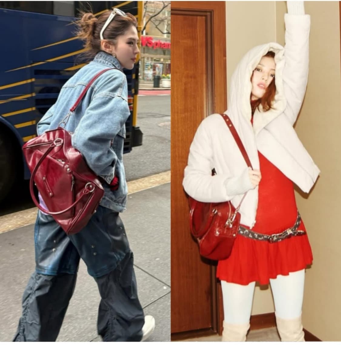 썬번프로젝트 한소희 버건디백 숄더백 가방 상품이미지1