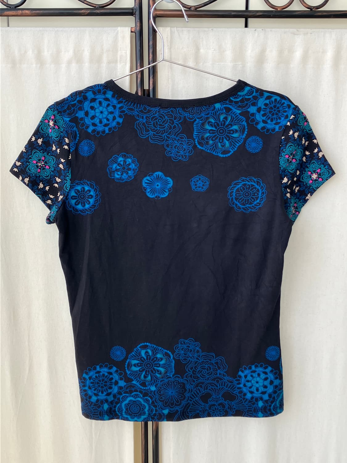 oriental flower blue half t-shirt 상품이미지5