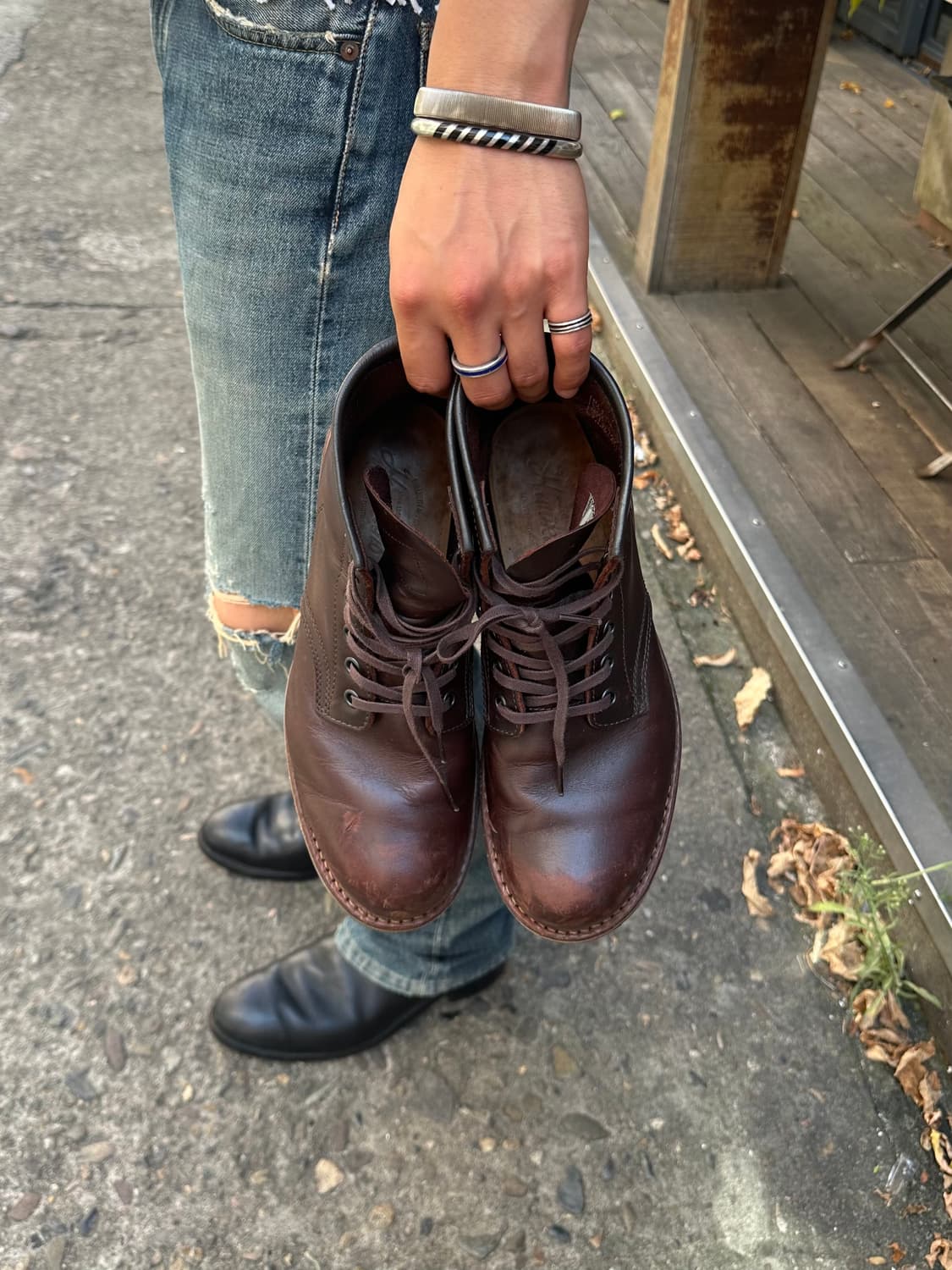 Hawkins brown faded leather worker boots 상품이미지7