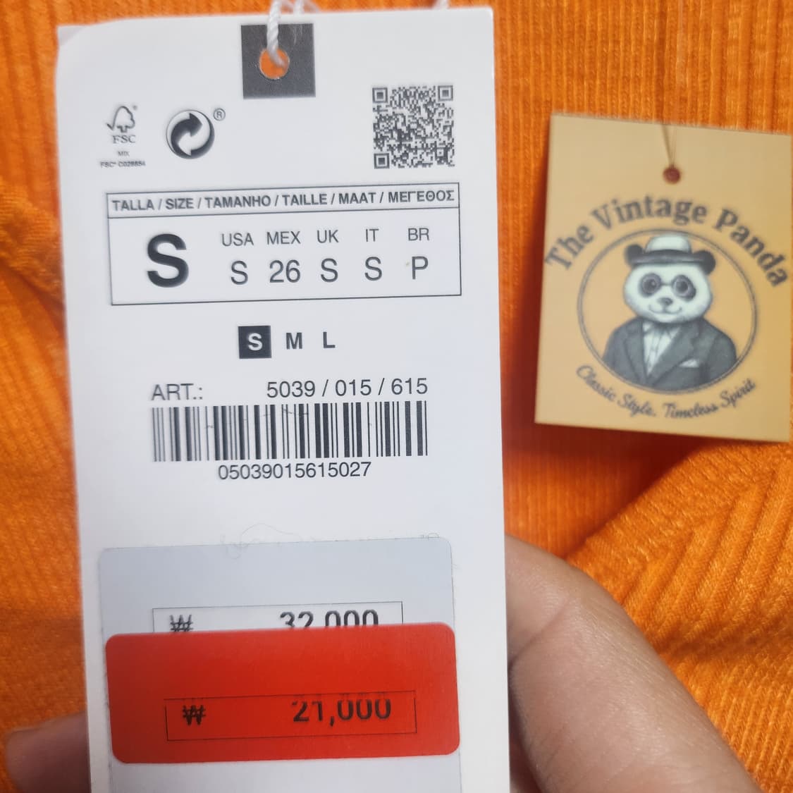 [S] 새상품 자라 오렌지 크롭 니트 가디건 상품이미지4