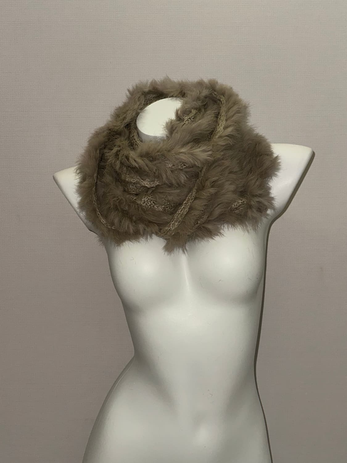 빈티지 베이지 퍼 니트 머플러  상품이미지4