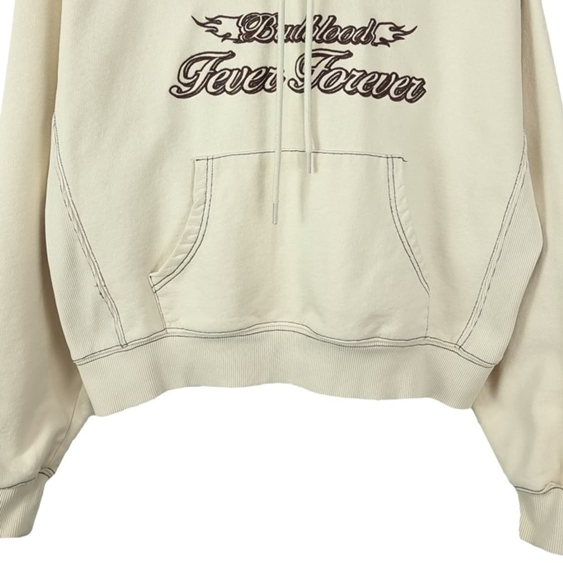 [배드블러드] 그래픽 프린팅 오버핏 헤비웨이트 후드티 크림 M19878 상품이미지5