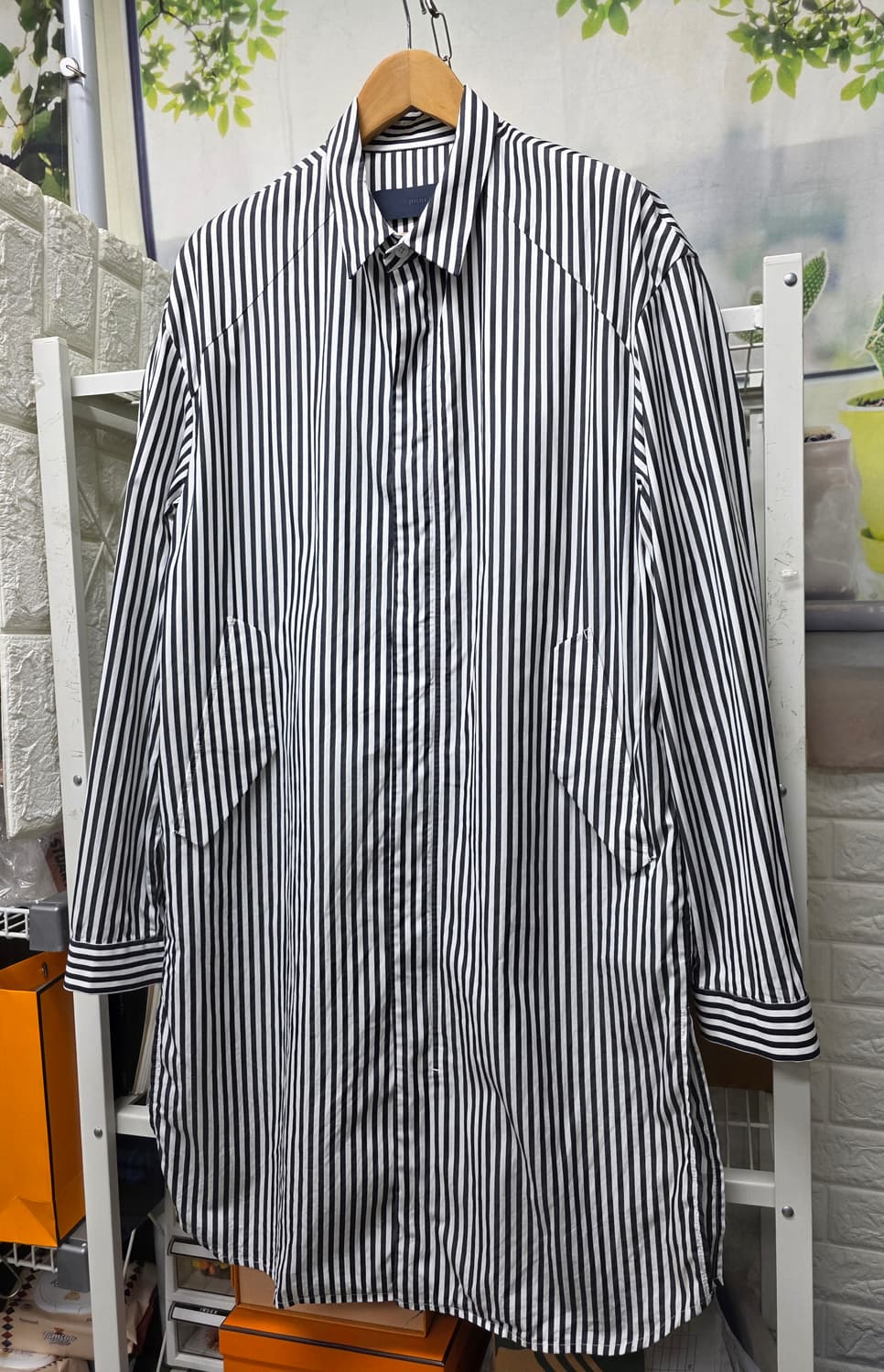 준지 롱셔츠 롱야상 95~100 스트라이프 봄~여름 셔츠코트 MM67 상품이미지2