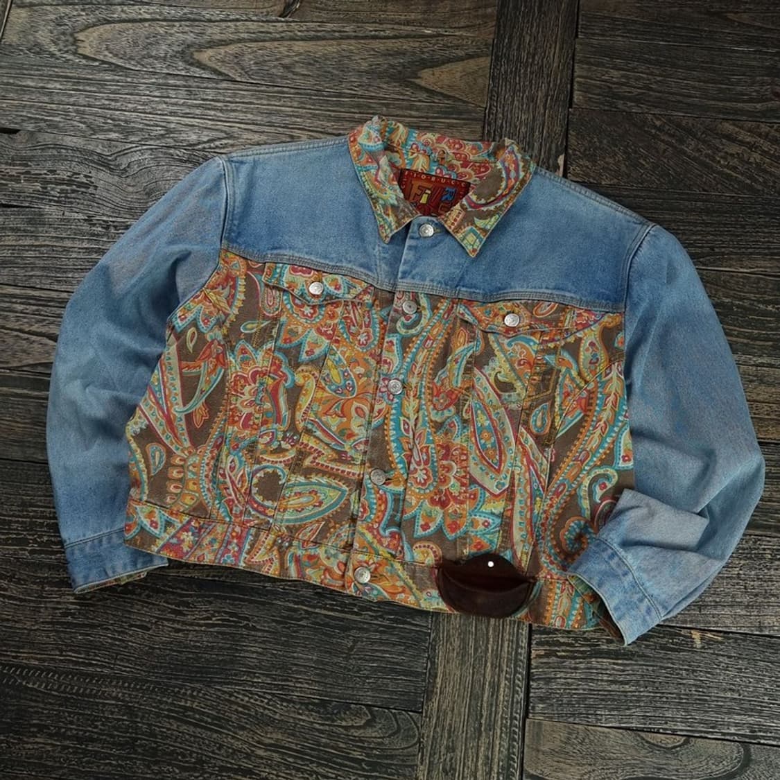 [피오루치] 에스닉 패턴 오버사이즈 데님 트러커 자켓 M17814 상품이미지1