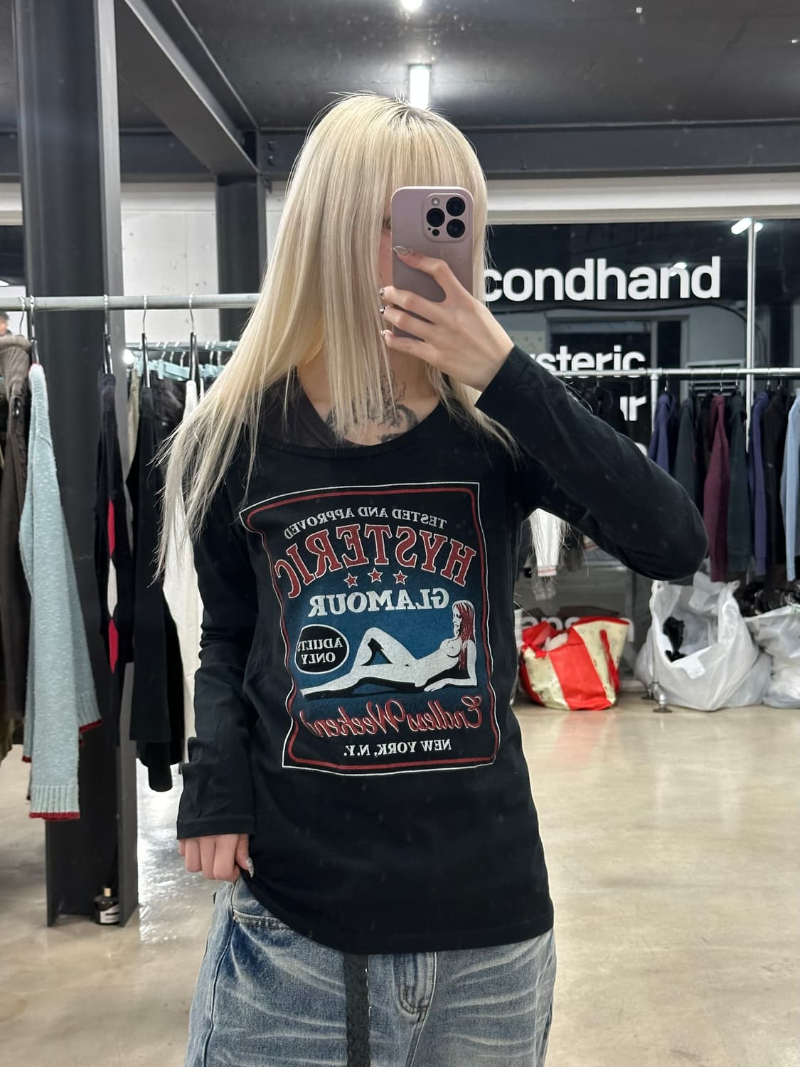 히스테릭 글래머 빈티지 킨키 뉴옥 걸 롱슬리브 긴팔티 상품이미지1