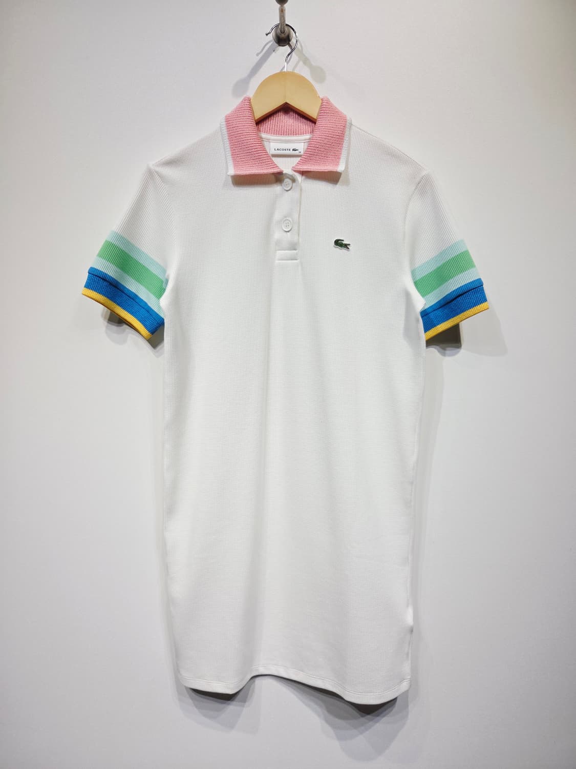 라코스테 와플 조직 배색 카라 원피스 상품이미지2