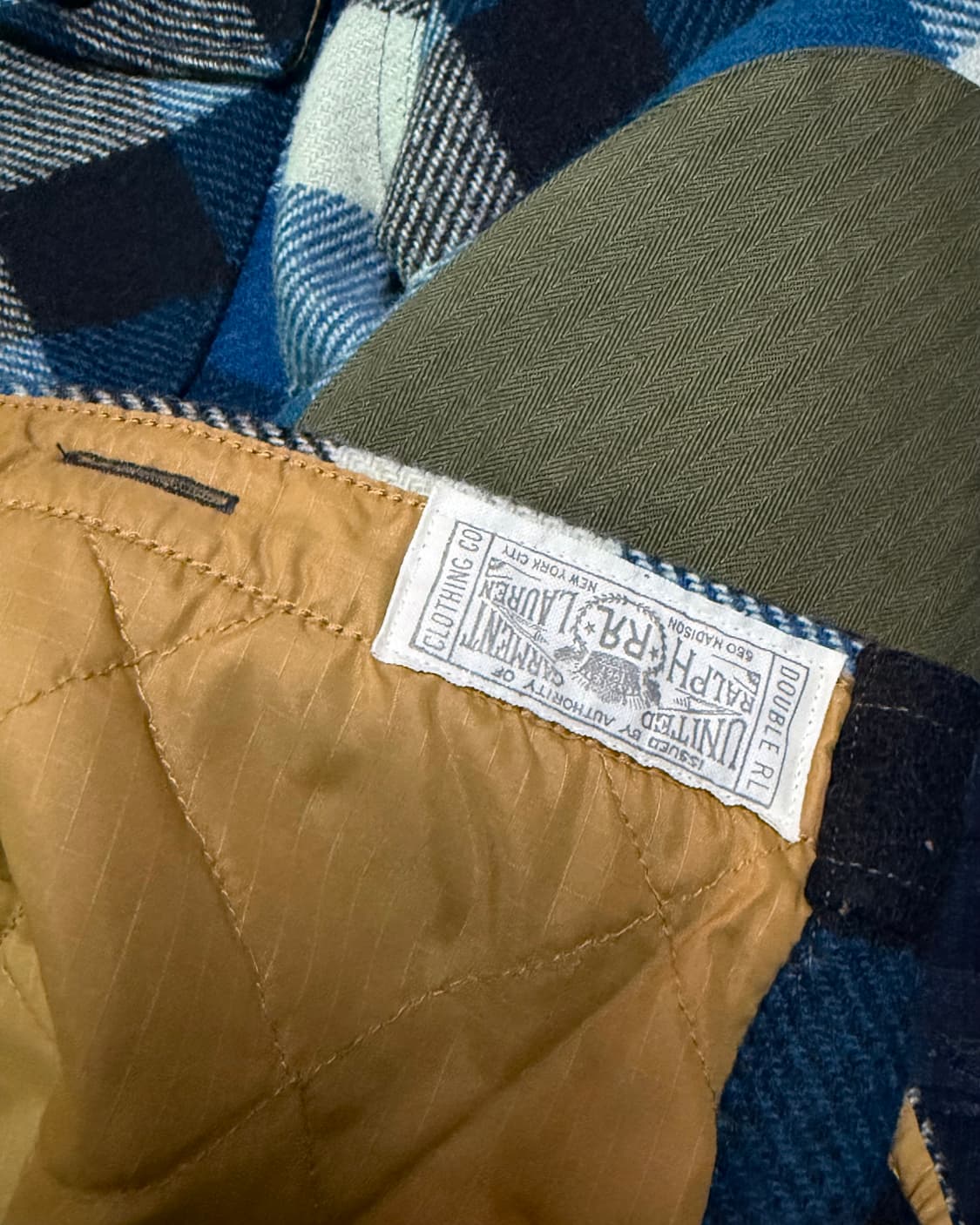 R.R.L 엘보우 패치 퀼티드 라인 울 체크 오버셔츠 자켓 S 상품이미지6