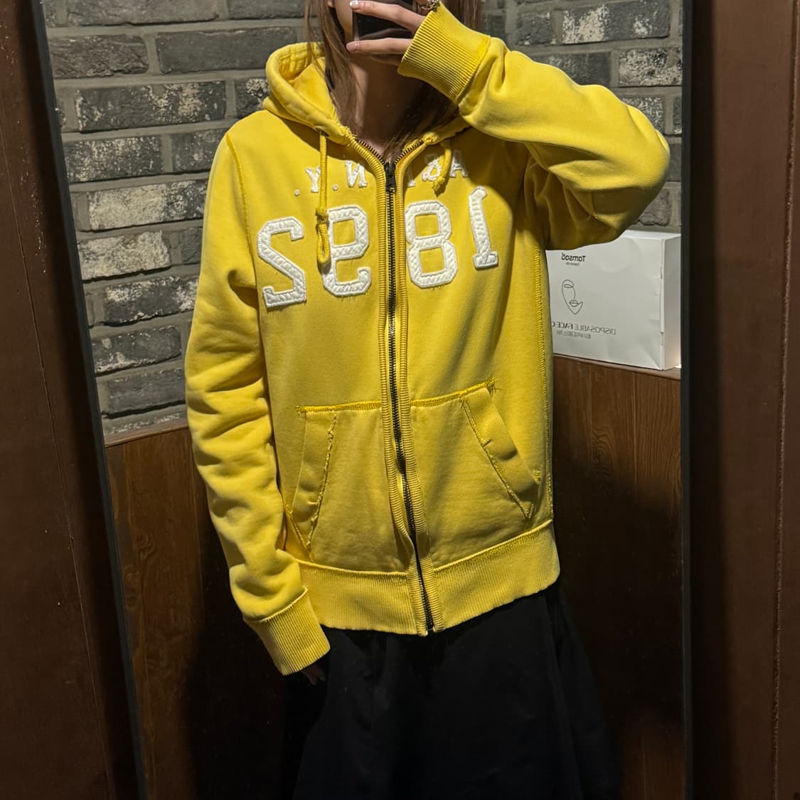 M) 아베크롬비 패치로고 후드집업 옐로우 상품이미지10
