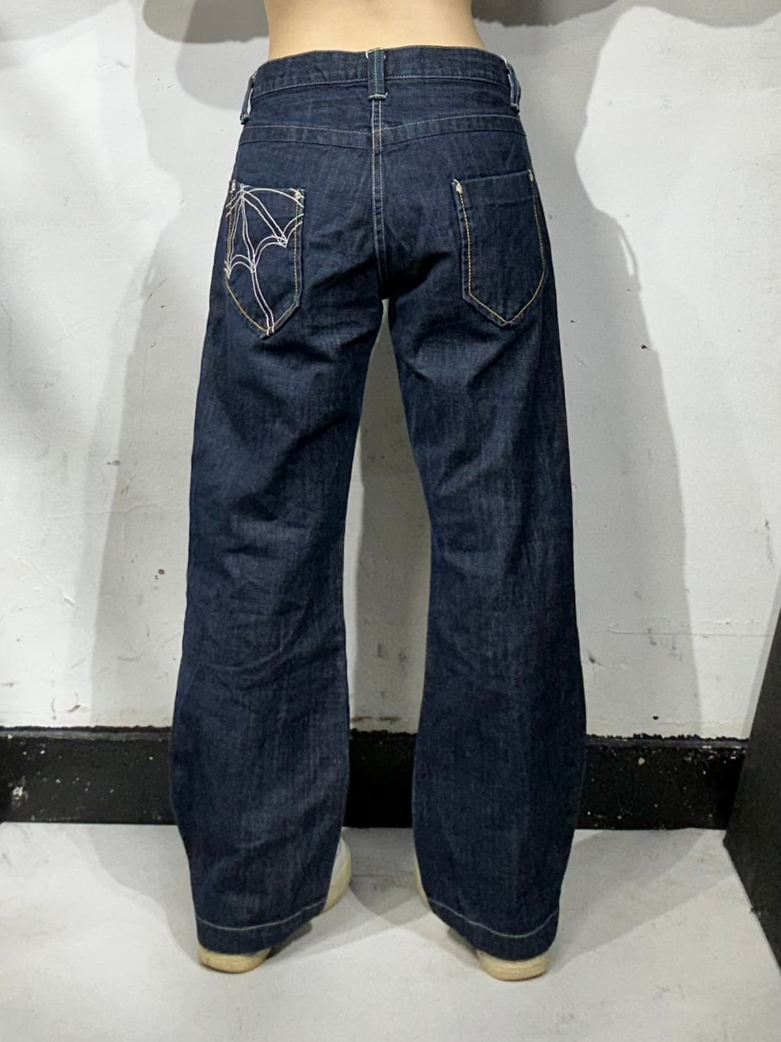 90s 일본 빈티지 진청 자수 워크 팬츠 청바지 데님 팬츠 상품이미지3