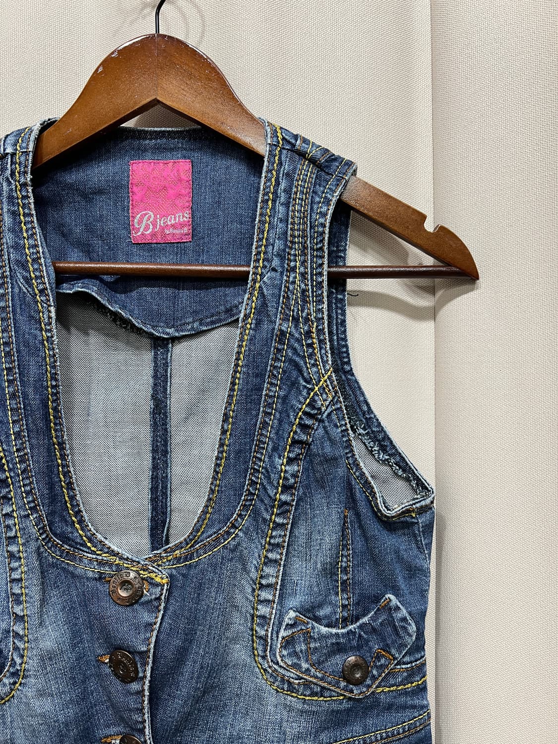 빈티지 여성 3버튼 데님 베스트 자켓  상품이미지3