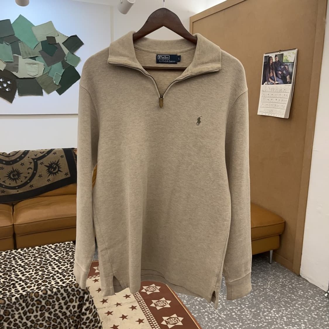 폴로 랄프로렌 빈티지 모던캐주얼 오트밀 반집업 니트 L C09553 상품이미지3