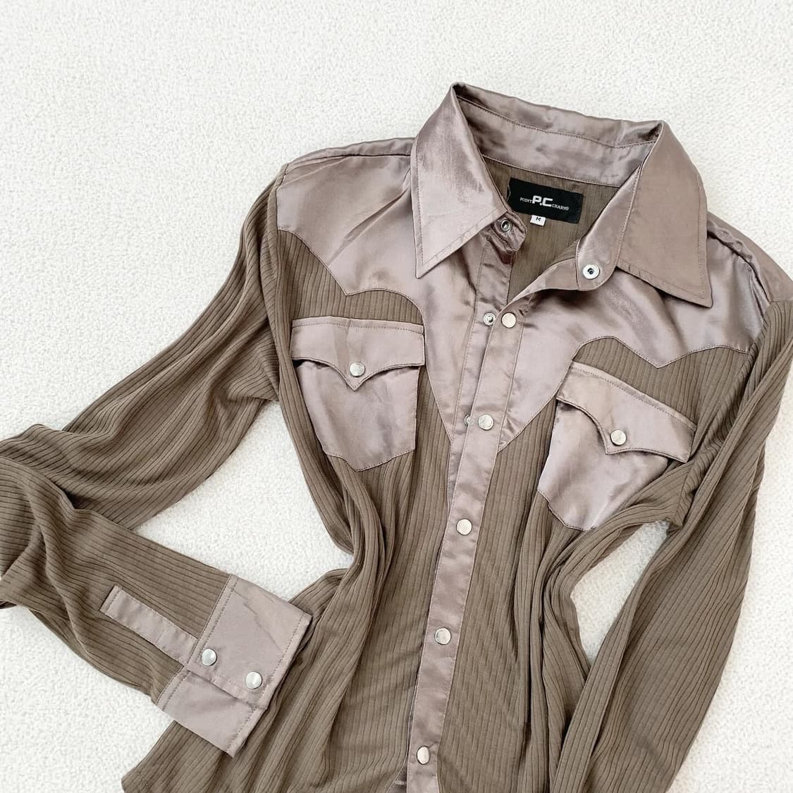 Y2k 펑크 락시크 새틴 셔츠블라우스 상품이미지2