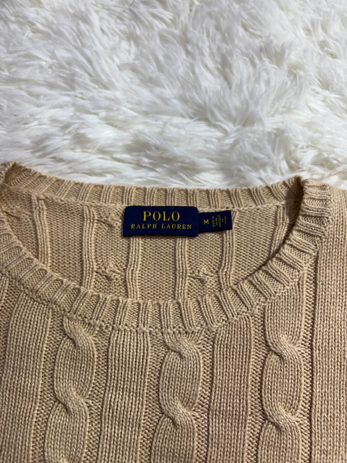폴로 랄프로렌 베이지 화이트포니 꽈배기 니트  상품이미지6