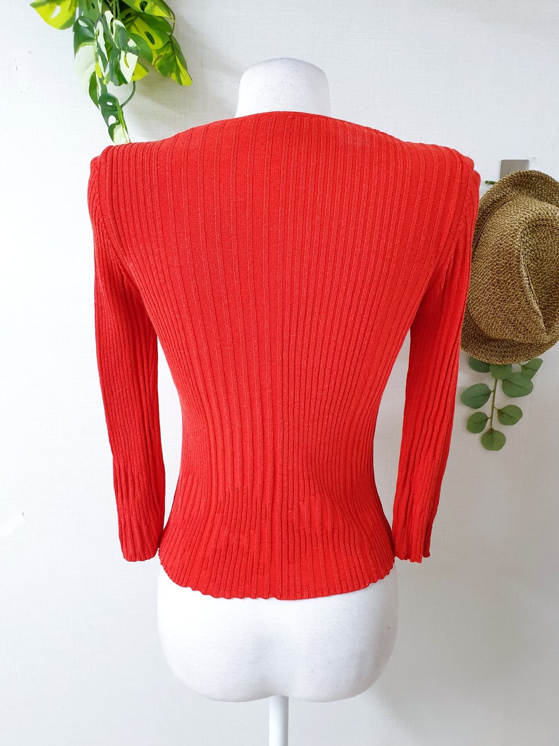 발렌티노 정품 이태리산 골지가디건 44 55 오렌지레드 상품이미지8
