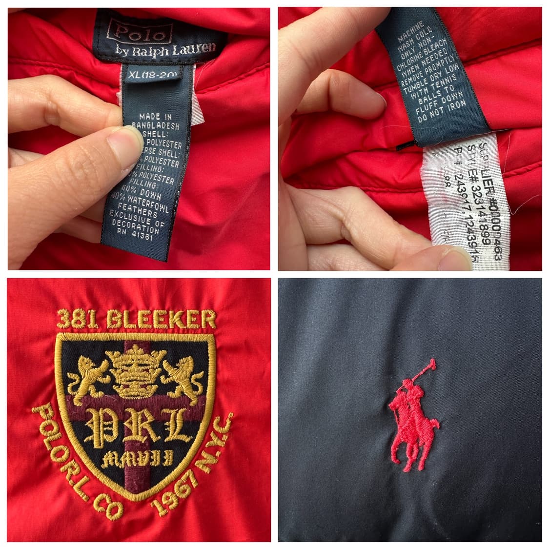 폴로 랄프로렌 자수 리버시블 다운 베스트 네이비 레드 XL(18-20) 상품이미지10