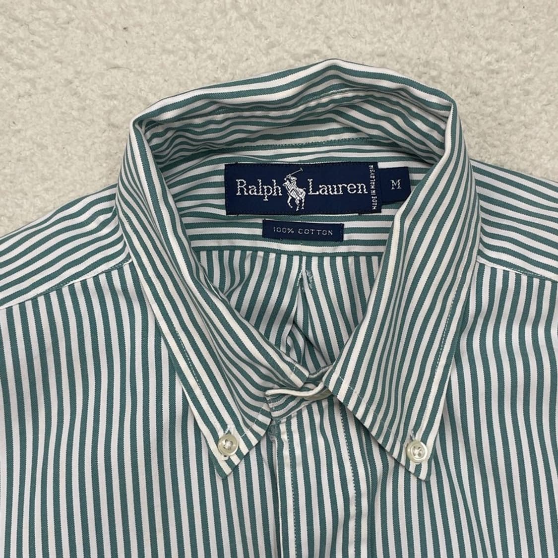 POLO BY RALPH LAUREN 스트라이프 그린+화이트 셔츠 M 상품이미지3