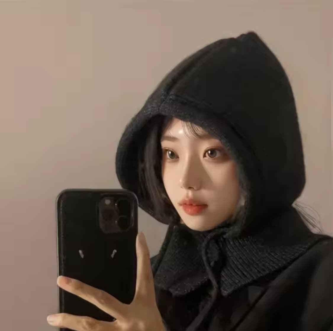 새상품♡ 니트 바라클라바 후드 워머 블랙(FREE) 상품이미지1