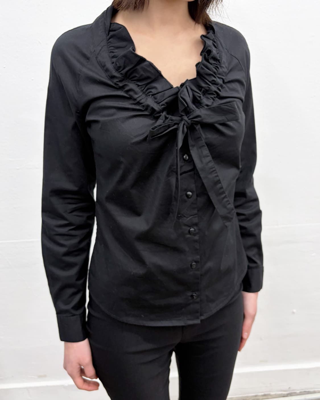 빈티지 러플 보우-타이 셔츠 상품이미지4