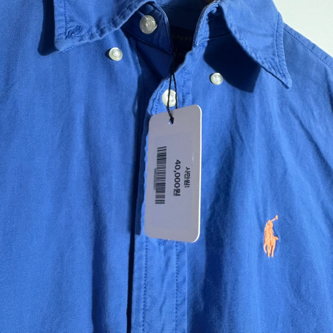 폴로 랄프로렌 오렌지 로고 딥블루 버튼다운 셔츠 (무료배송) 상품이미지4