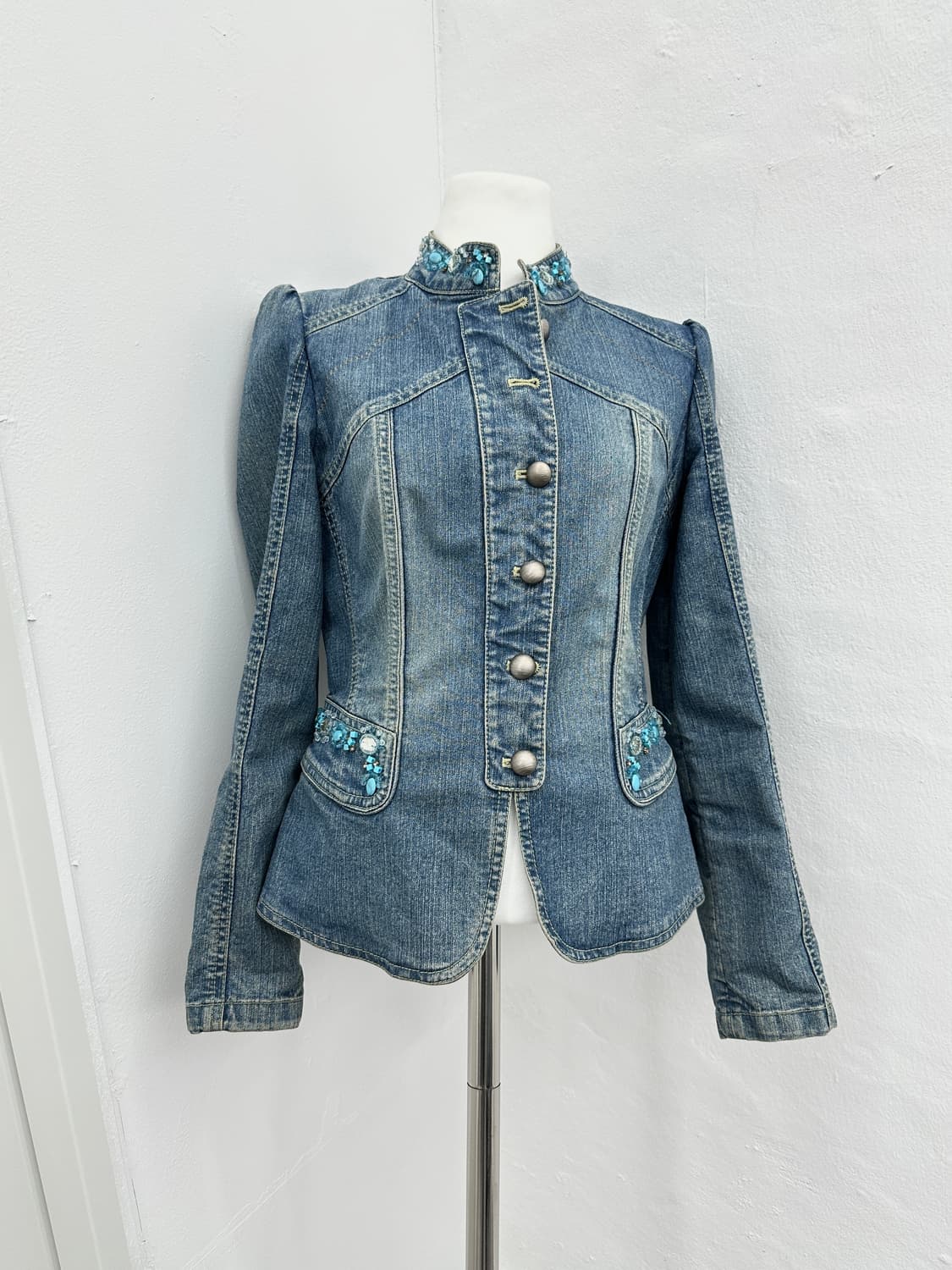 Vintage cubic detail denim jacket 상품이미지1