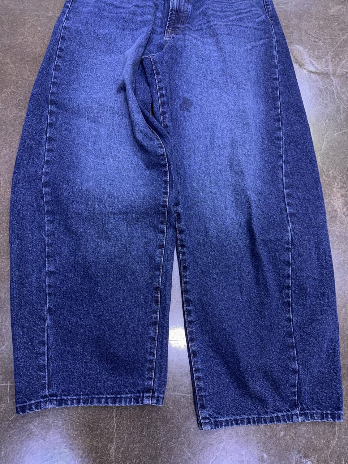 GU 배럴 레그 진 워싱 데님팬츠 와이드핏 블루 32 상품이미지6