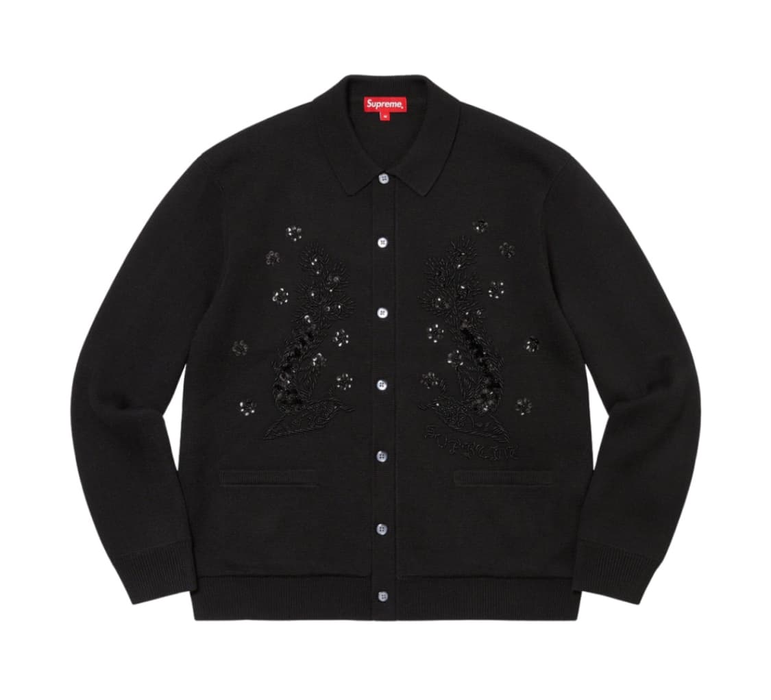 [구매][M] 슈프림 비디드 아플리케 가디건 블랙 상품이미지1