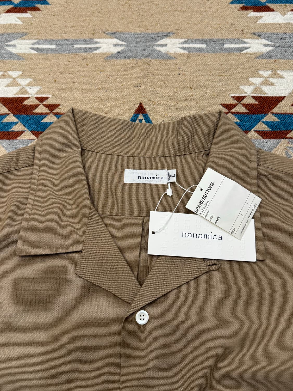 [L][105] 나나미카 오픈 카라 파나마 숏 슬리브 셔츠 베이지 상품이미지7