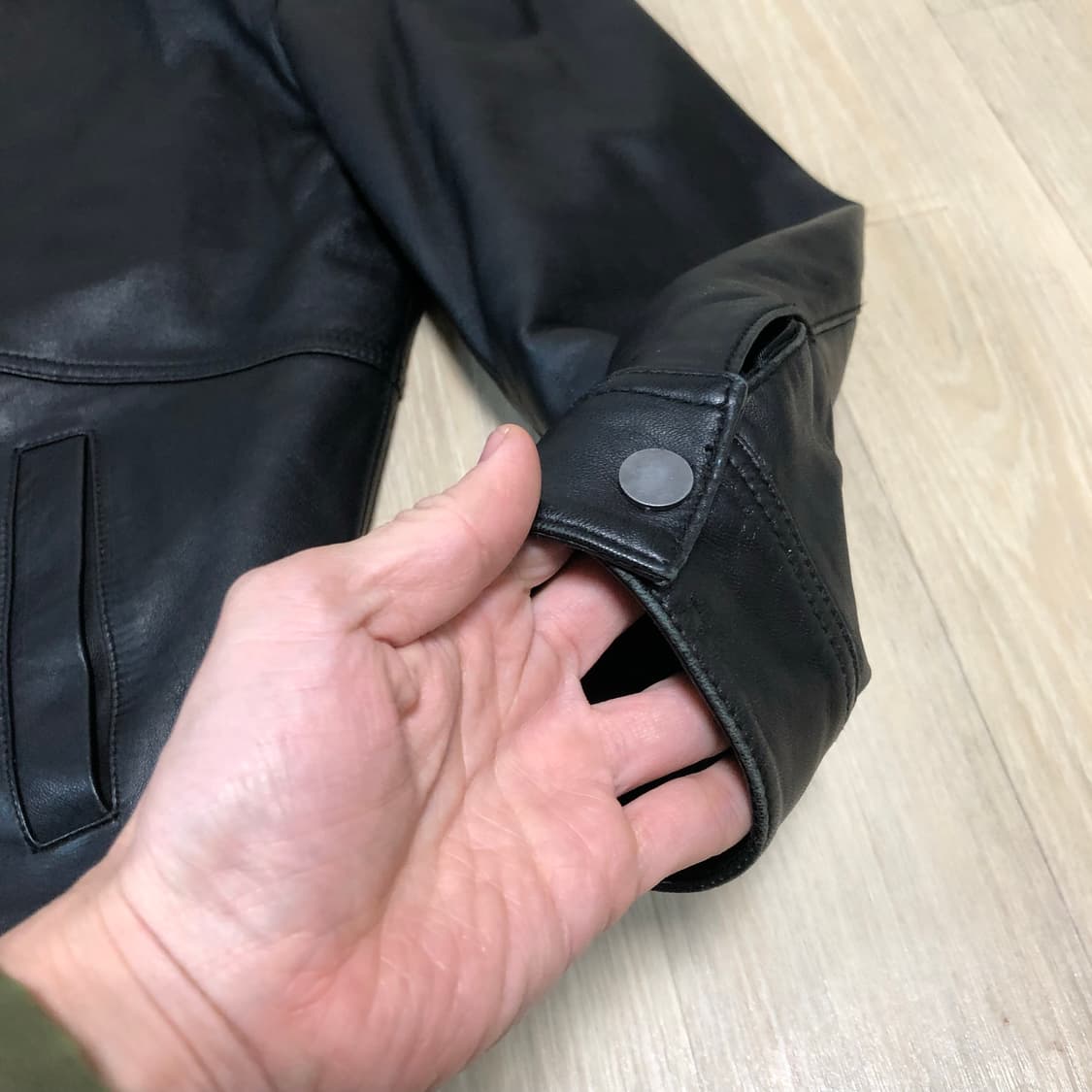 (100) 델피노 골프 소가죽 싱글 집업 가죽 자켓 블랙 상품이미지3