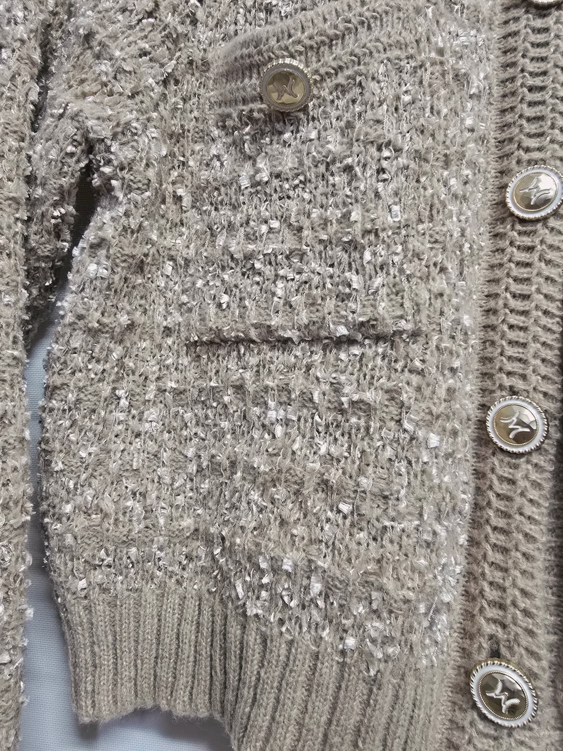 케니스레이디 트위드 니트 가디건 베이지 상품이미지3