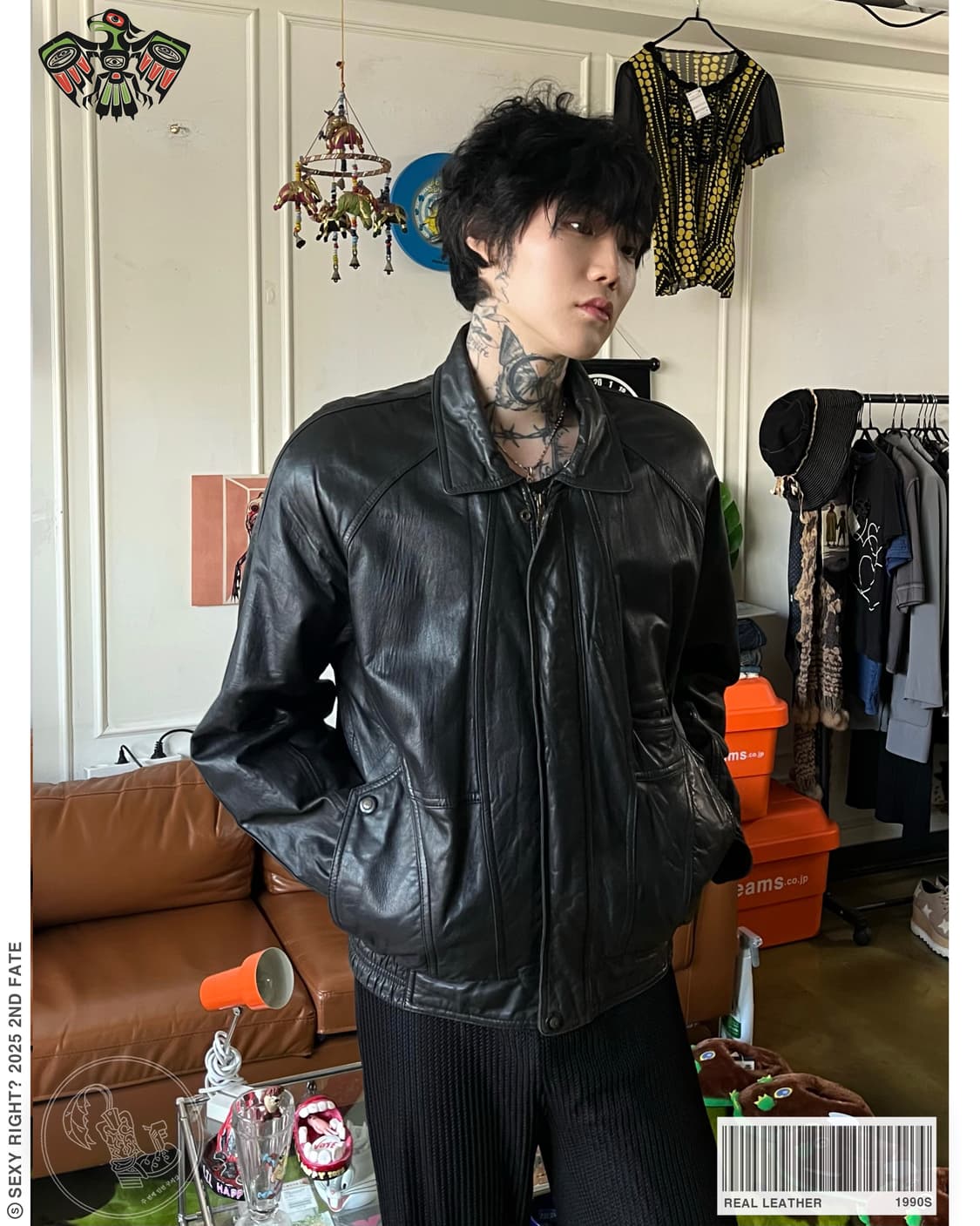 1990s Real Lambskin Leather Bomber JK 상품이미지1