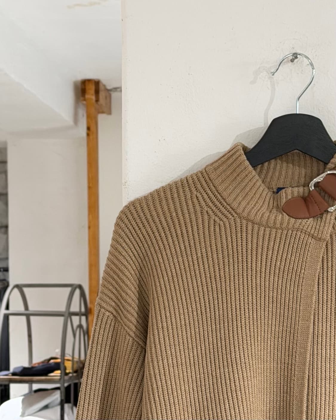 폴로 랄프로렌 브라운 메리노 울 립니트 숄 케이프 상품이미지2