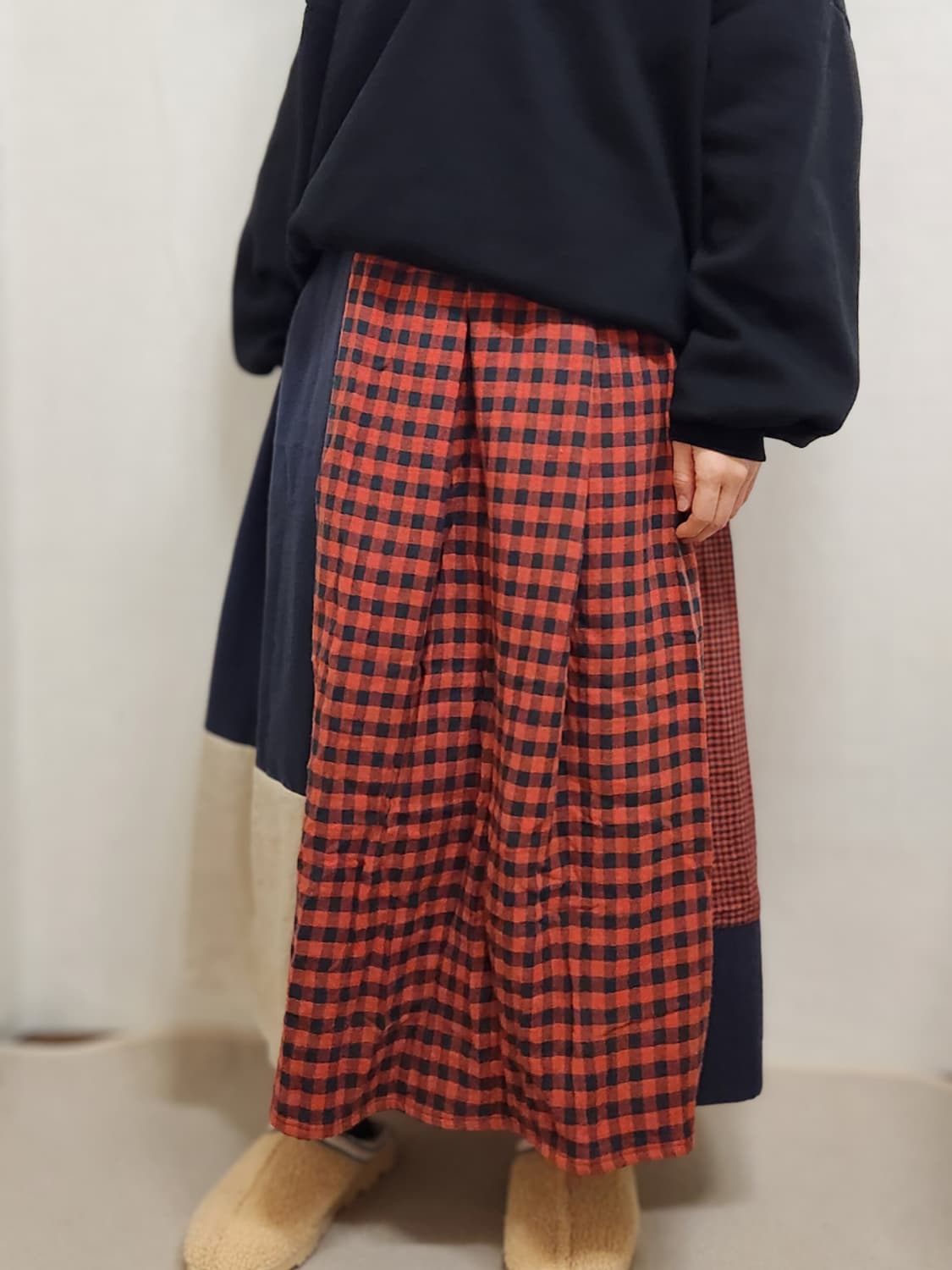 [기장수선가능] 360도 양면 보헤미안 아메카지 패치 롱스커트 상품이미지3