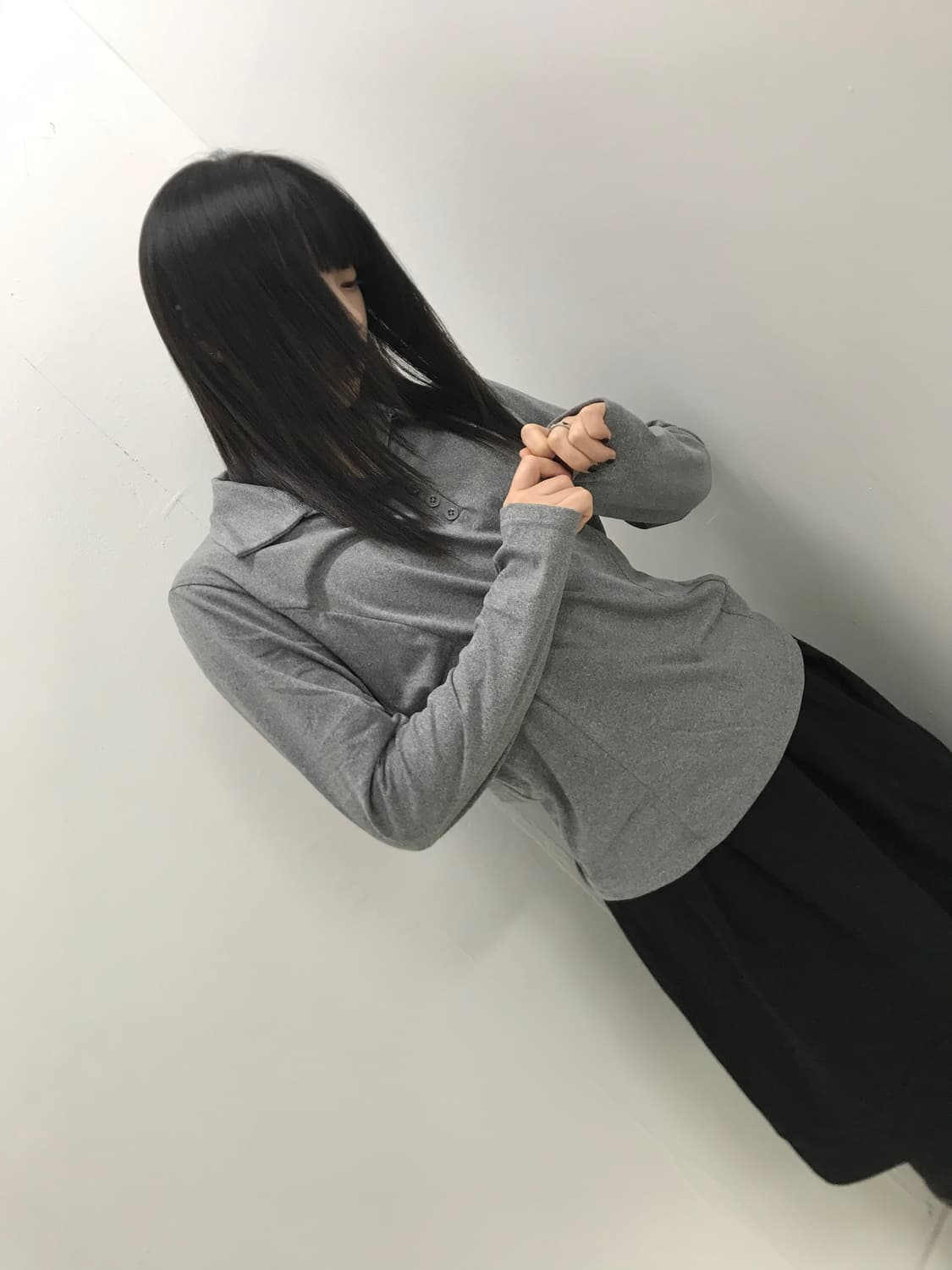 Line point grey collar loose fit sleeve 상품이미지3